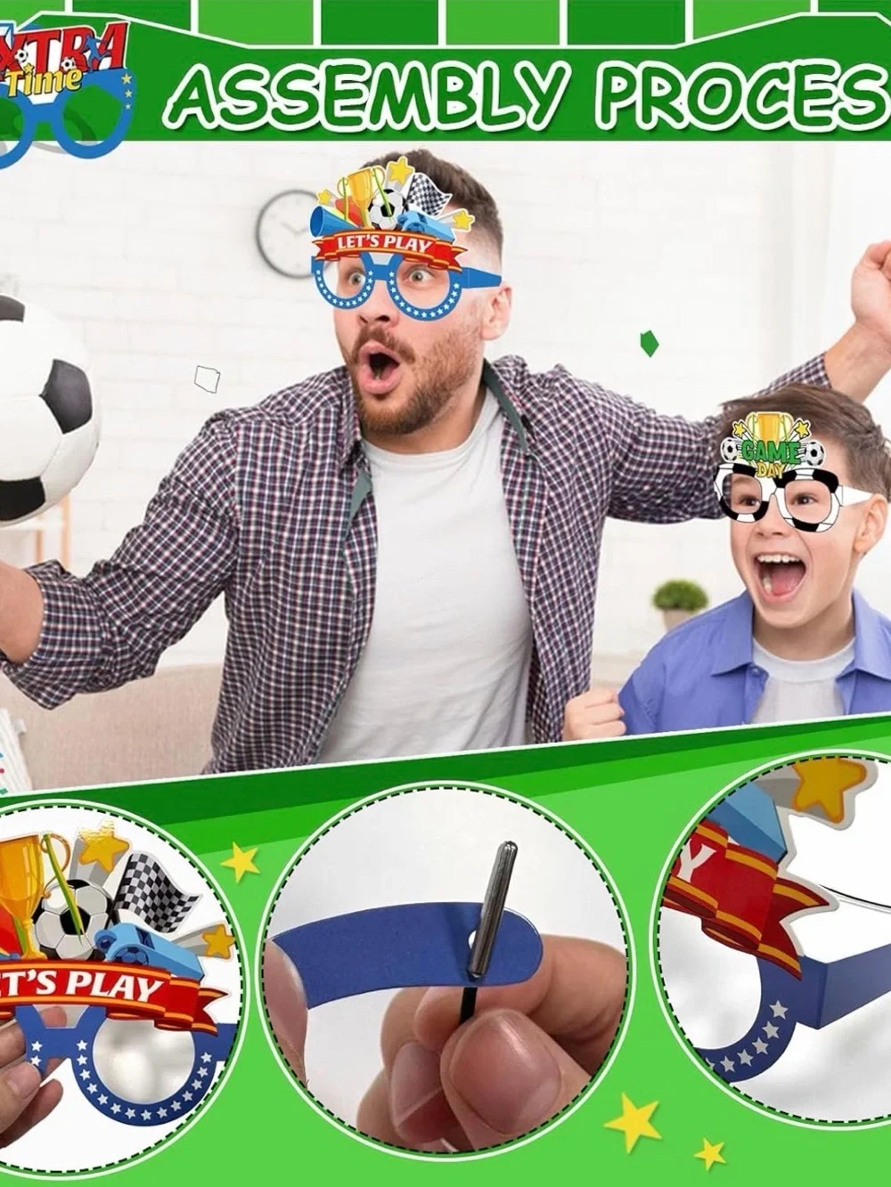 12 Pcs Soccer Party Glasses Paper Eyeglasses